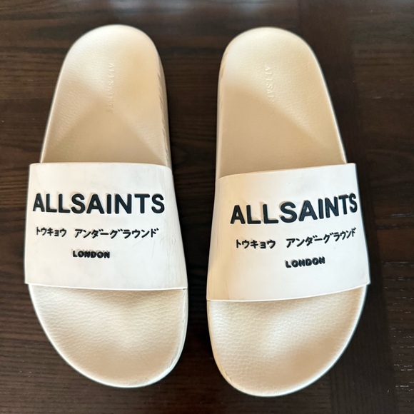 Men’s Allsaints Underground Slip On Slide Sandals - White/Cream - US 10 / EU 43 - Picture 6 of 14